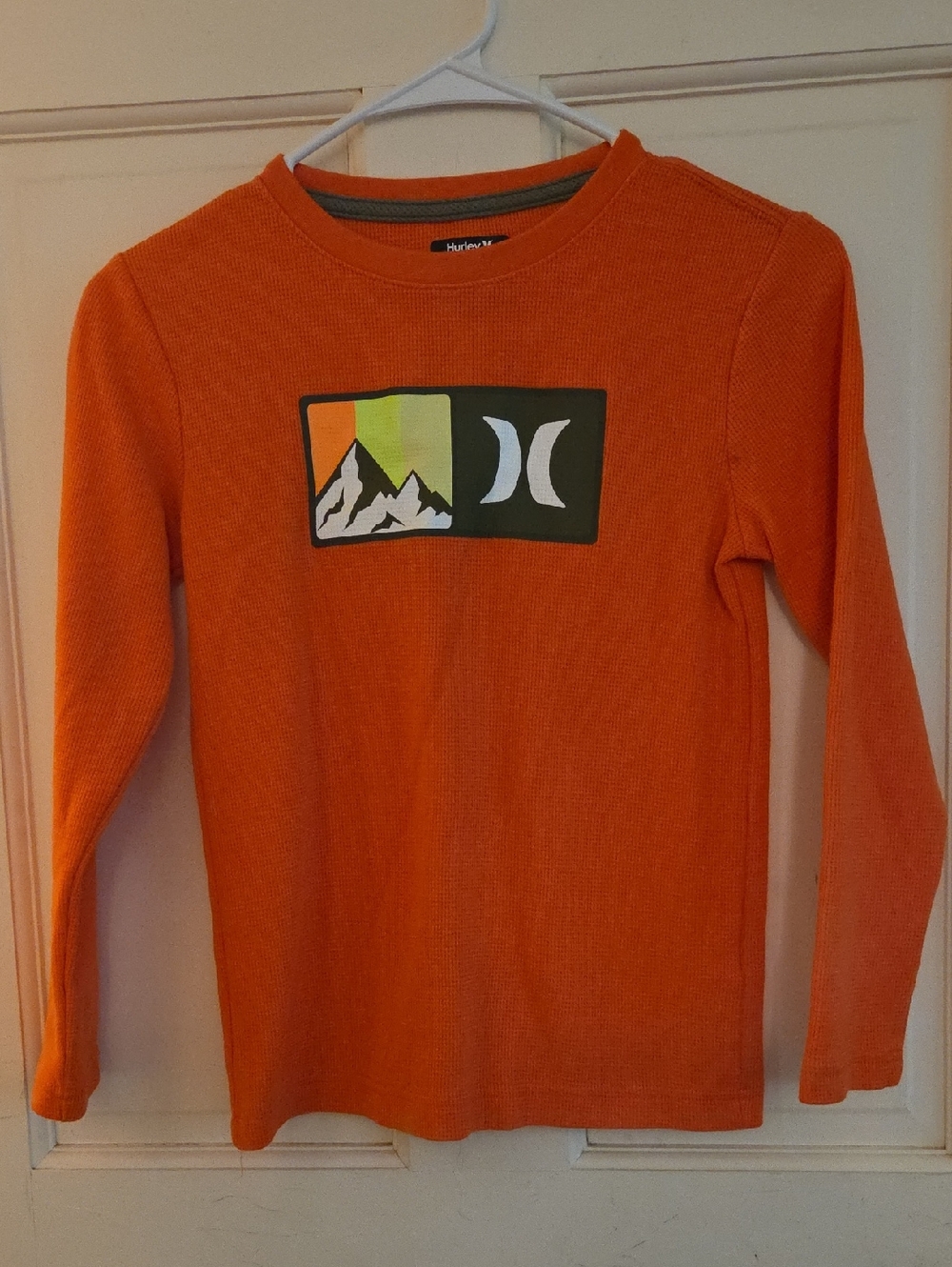 Hurley Orange Long-Sleeve Tee with Mountain Logo